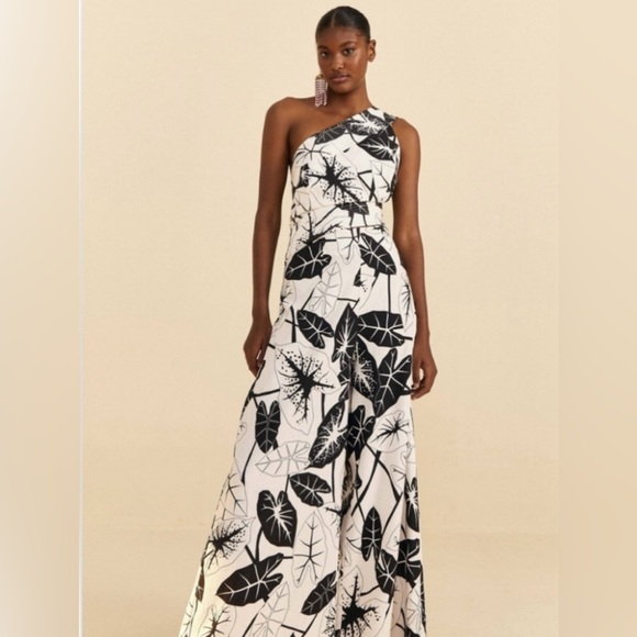 FARM RIO Off-White Jumpsuit Graphic Leaves - Picture 2 of 6